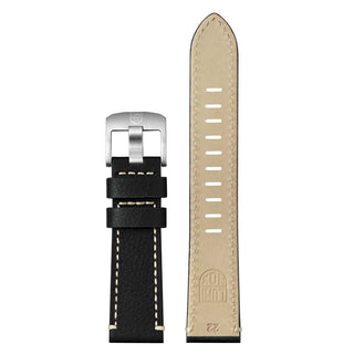 P-38 Black Leather 22mm Strap
